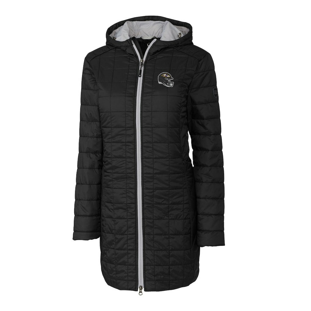 Baltimore Ravens Cutter & Buck Women's Helmet Logo Rainier Primaloft Eco Insulated Hooded Long Coat - Black sale
