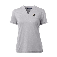 Pittsburgh Steelers Cutter & Buck Women's Helmet Logo DryTec Forge Stretch V-Neck Blade Top - Heather Gray discount