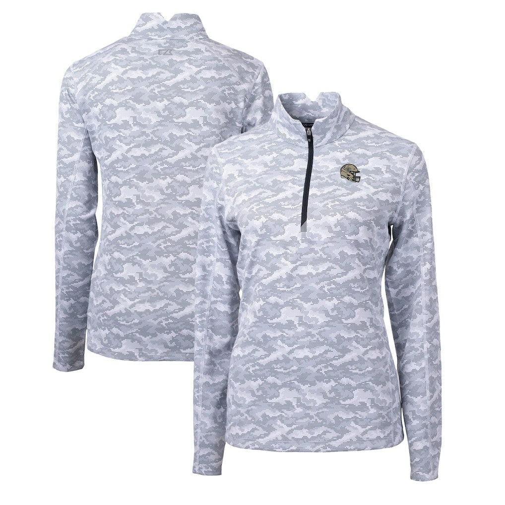 New Orleans Saints Cutter & Buck Women's Helmet Logo Traverse Camo Print Stretch Quarter-Zip Pullover Top - Charcoal cheap