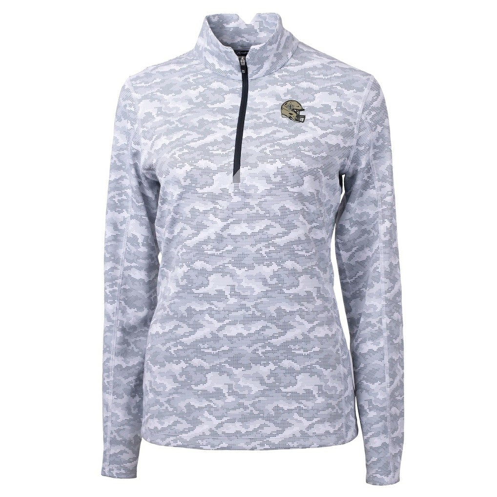 New Orleans Saints Cutter & Buck Women's Helmet Logo Traverse Camo Print Stretch Quarter-Zip Pullover Top - Charcoal cheap