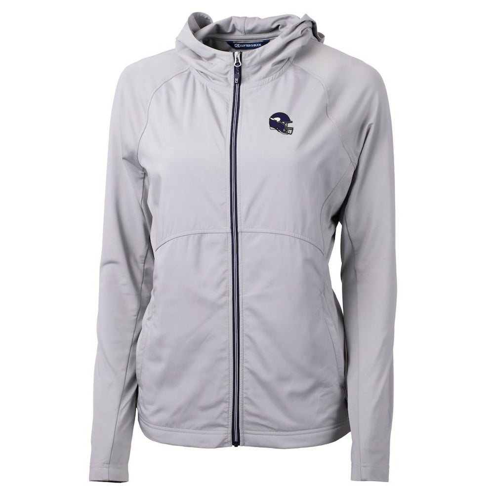 Minnesota Vikings Cutter & Buck Women's Helmet Logo Adapt Eco Knit Hybrid Recycled Full-Zip Hoodie - Heather Gray on sale