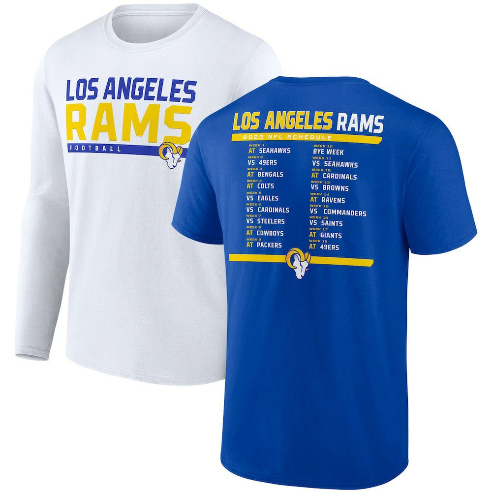 Los Angeles Rams Two-Pack 2023 Schedule T-Shirt Combo Set - Royal/White on sale
