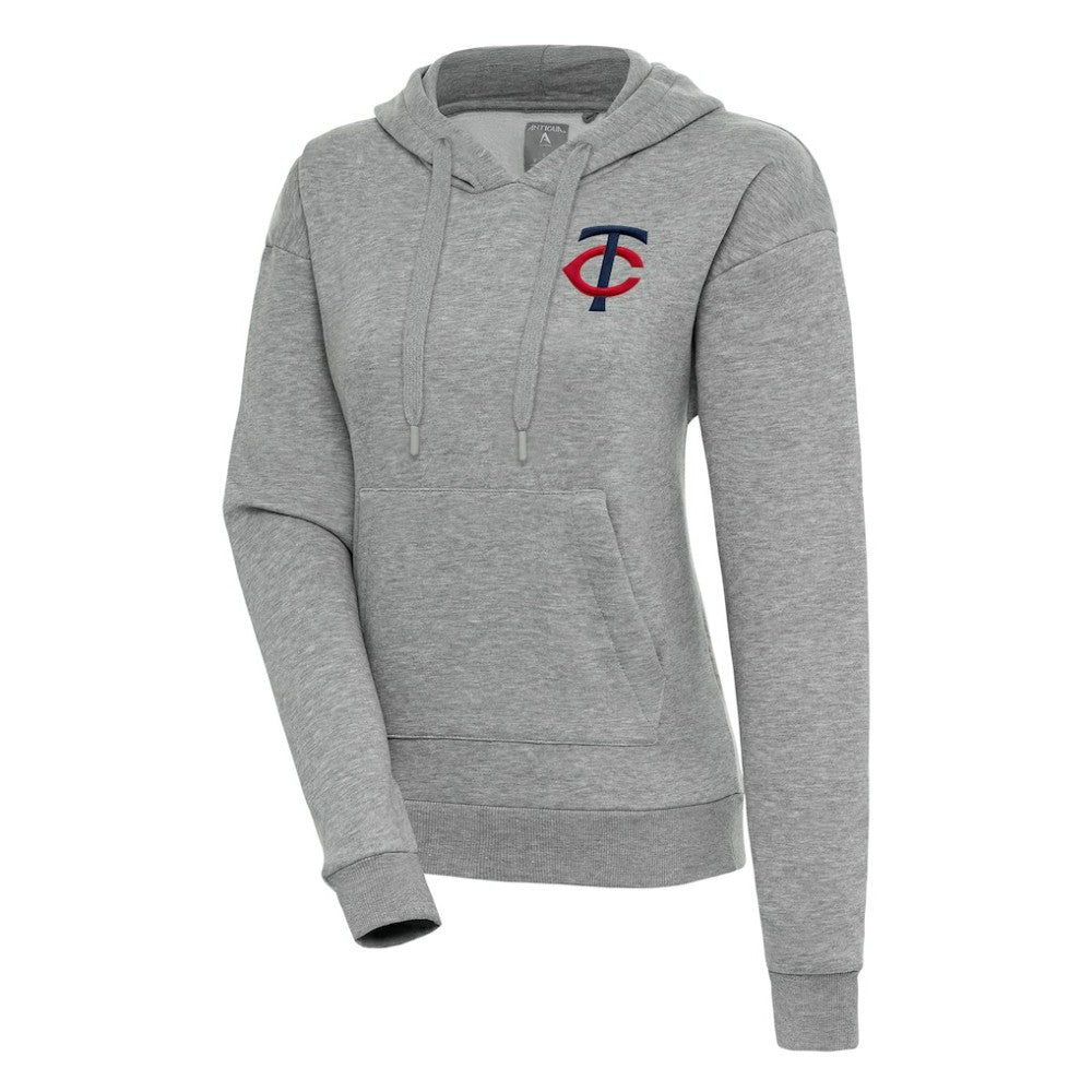 Minnesota Twins Antigua Women's Victory Pullover Hoodie - Heather Gray