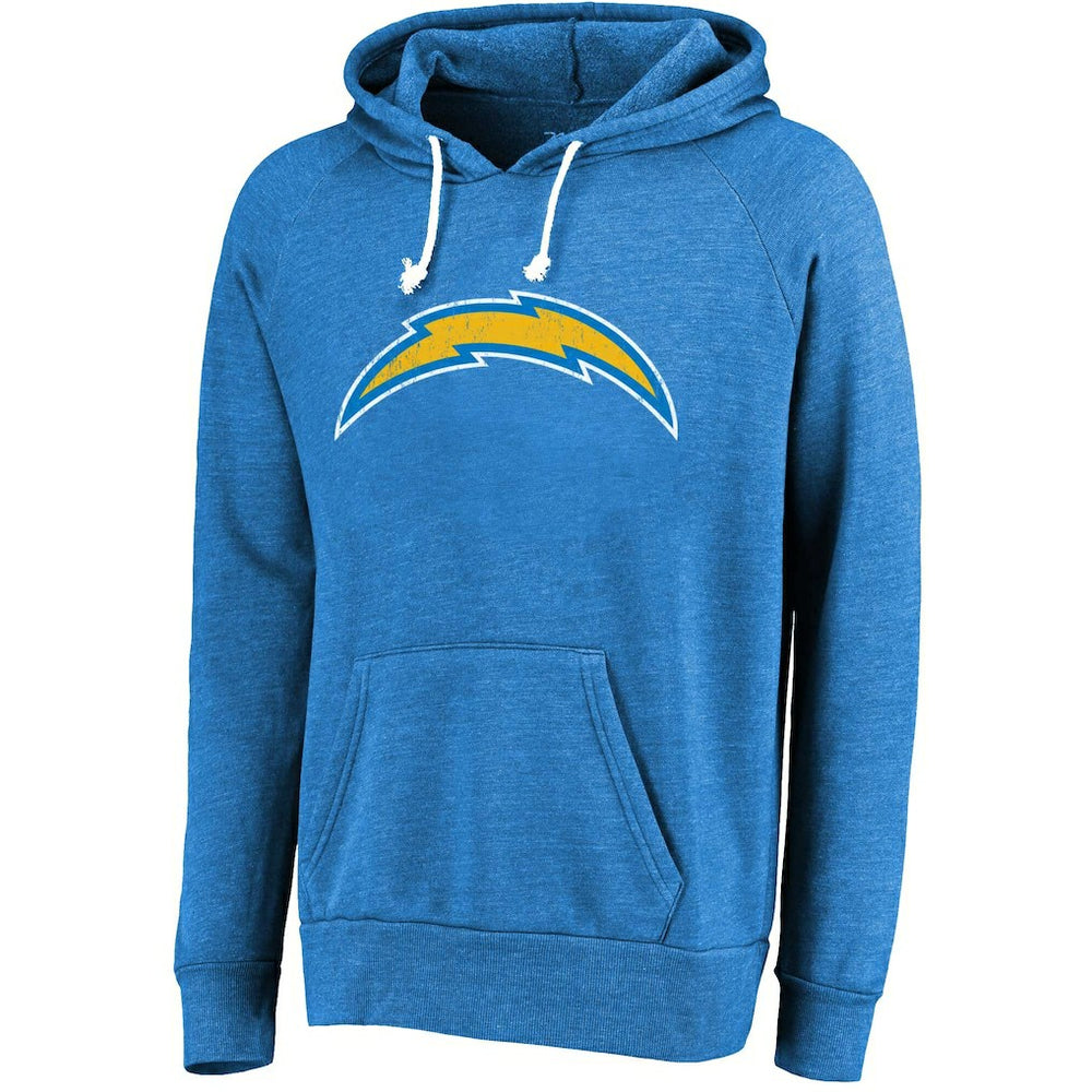 Justin Herbert Los Angeles Chargers Majestic Threads Name & Number Tri-Blend Pullover Hoodie - Powder Blue cheap