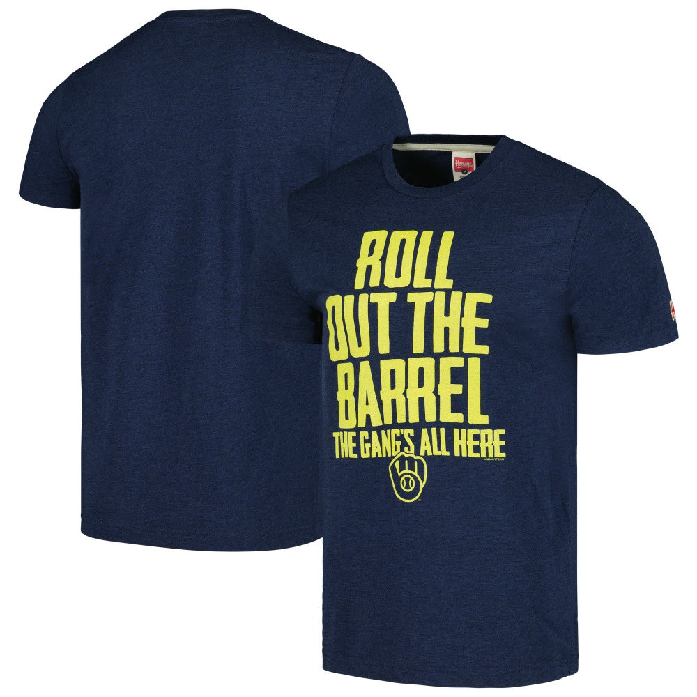 Milwaukee Brewers Homage Gangs All Here Hyper Local Tri-Blend T-Shirt - Navy