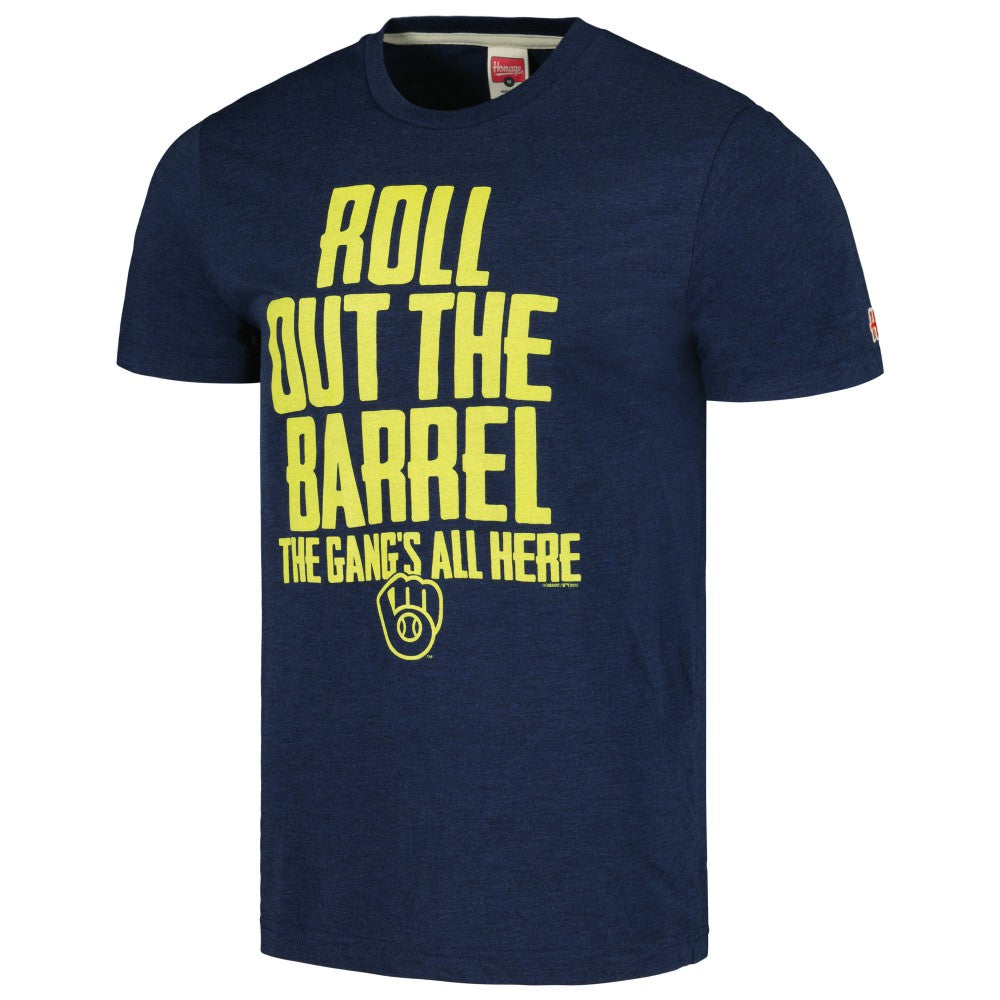 Milwaukee Brewers Homage Gangs All Here Hyper Local Tri-Blend T-Shirt - Navy