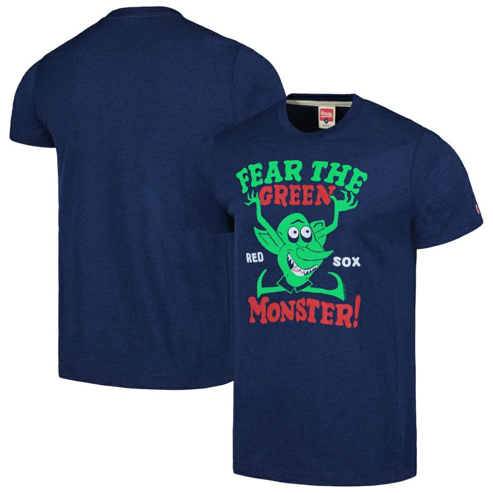 Boston Red Sox Homage Doodle Collection The Green Monster Tri-Blend T-Shirt - Navy