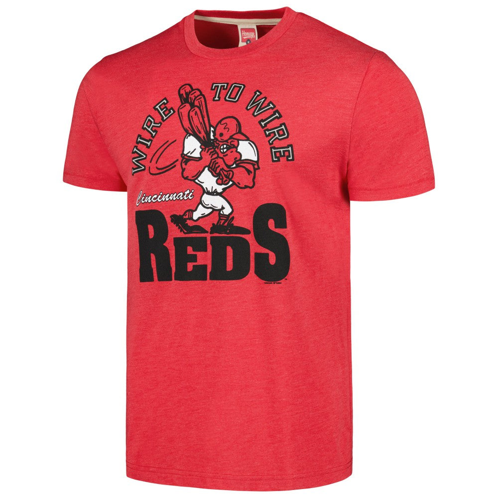 Cincinnati Reds Homage Doodle Collection Wire to Wire Tri-Blend T-Shirt - Red