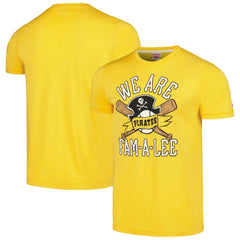 Pittsburgh Pirates Homage Doodle Collection We Are Fam-A-Lee Tri-Blend T-Shirt - Gold