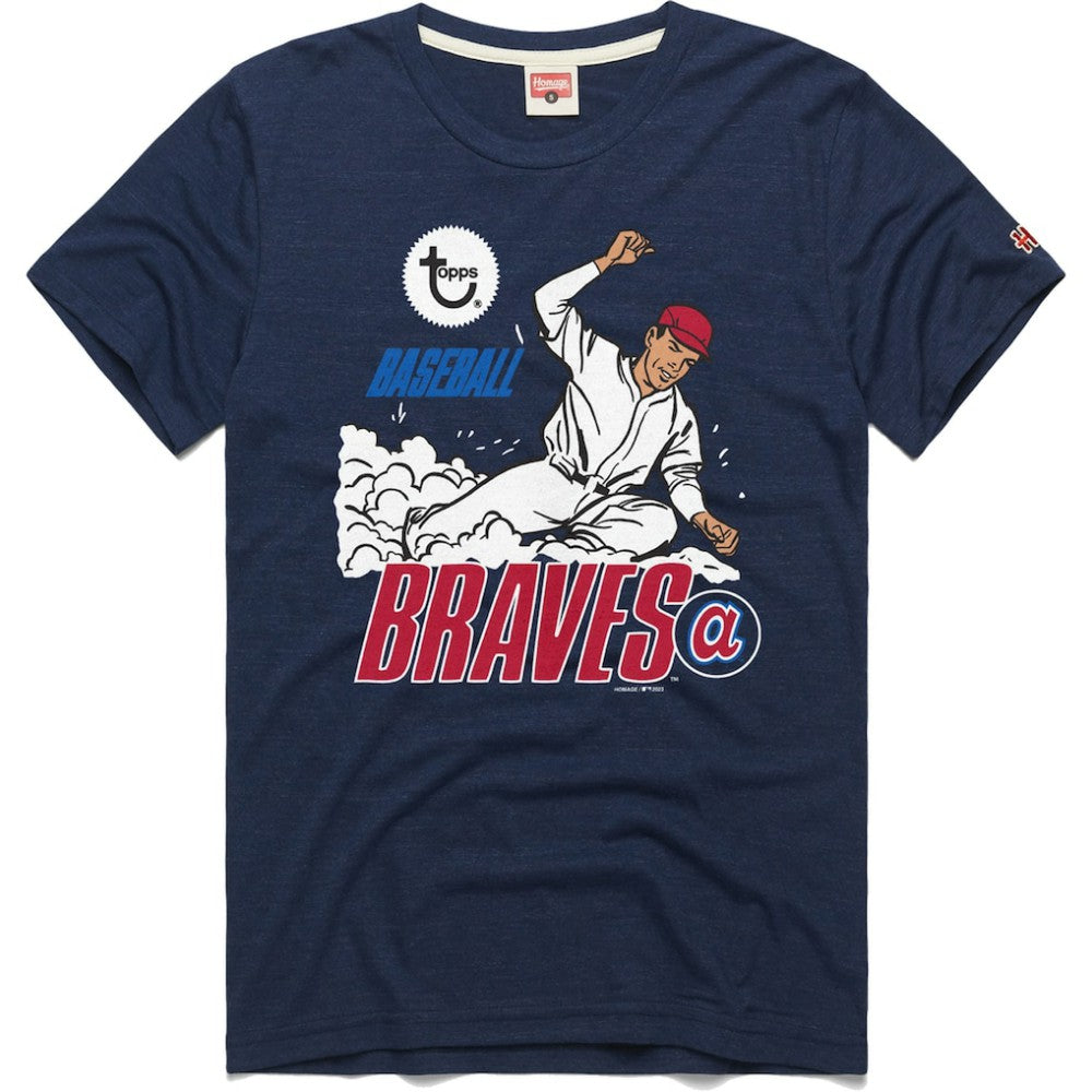 Atlanta Braves Homage x Topps Tri-Blend T-Shirt - Navy