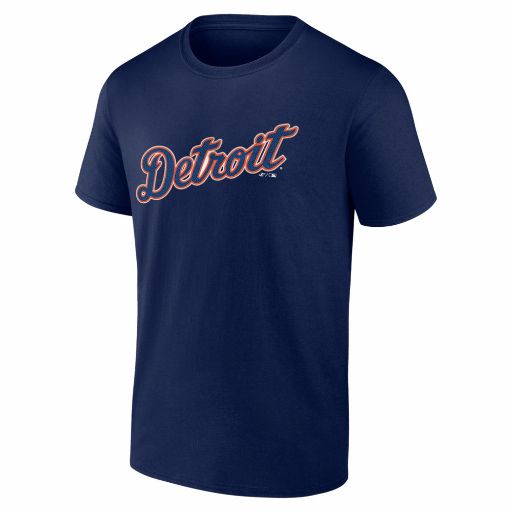 Detroit Tigers Logo Athletic Wordmark T-Shirt - Navy