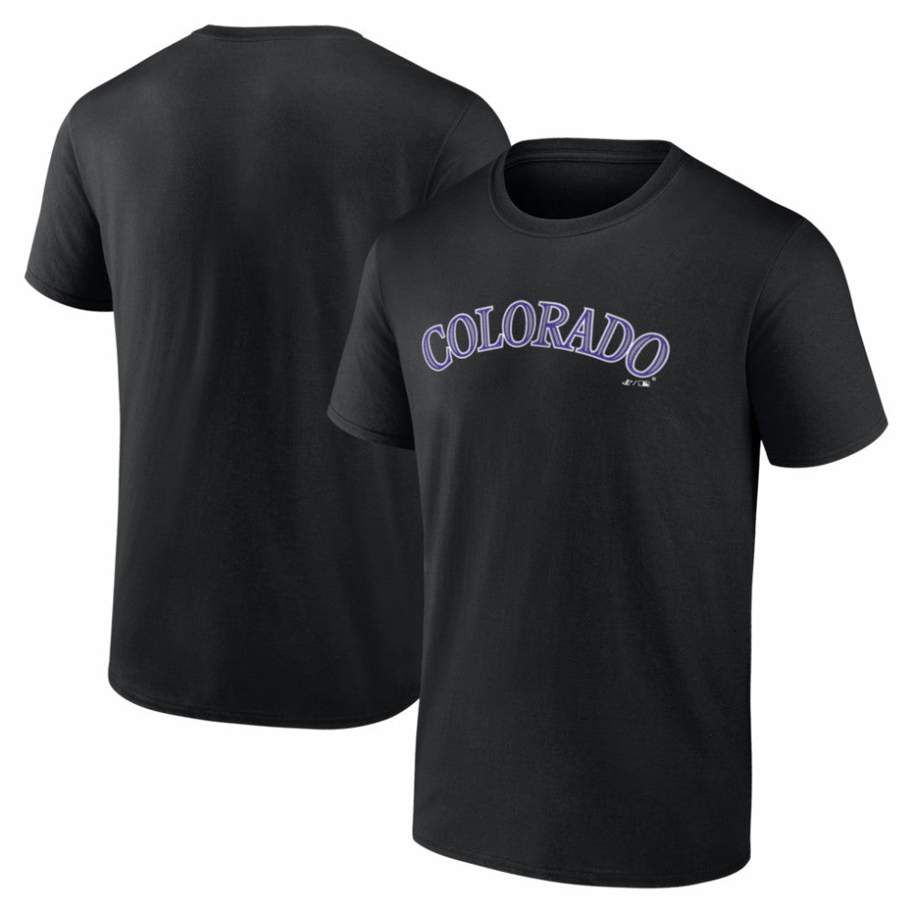Colorado Rockies Logo Athletic Wordmark T-Shirt - Black