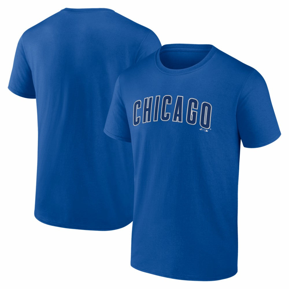 Chicago Cubs Logo Athletic Wordmark T-Shirt - Royal