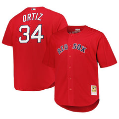 David Ortiz Boston Red Sox Big & Tall Cooperstown Mesh Batting Practice Jersey - Red | Mitchell & Ness