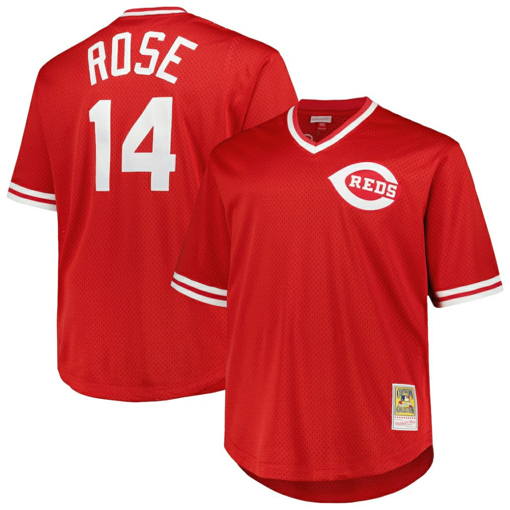 Pete Rose Cincinnati Reds 1984 Cooperstown Collection Mesh Pullover Jersey - Red | Mitchell & Ness