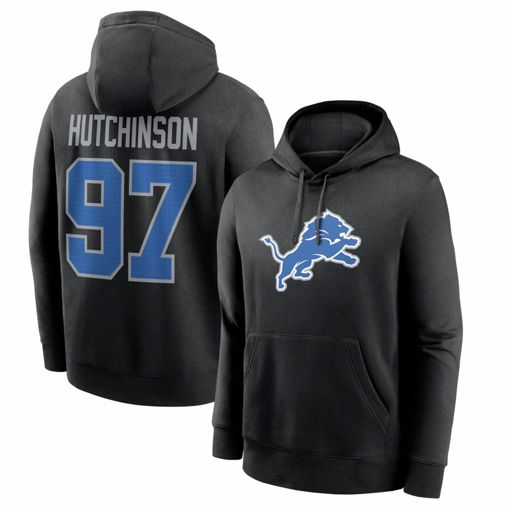 Aidan Hutchinson Detroit Lions Name & Number Fleece Hoodie - Black | Nike for sale