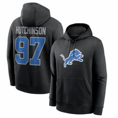 Aidan Hutchinson Detroit Lions Name & Number Fleece Hoodie - Black | Nike for sale