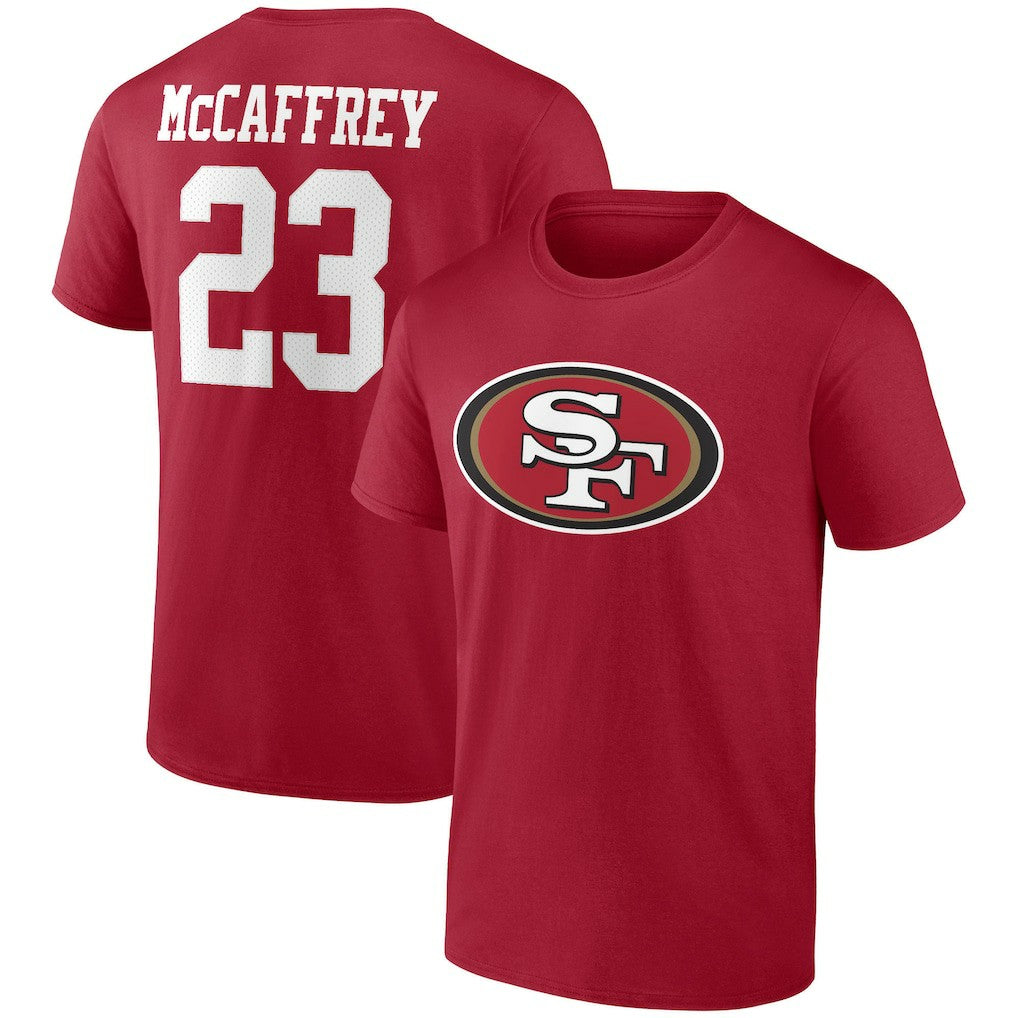 Christian McCaffrey San Francisco 49ers Player Icon Name & Number T-Shirt - Scarlet outlet