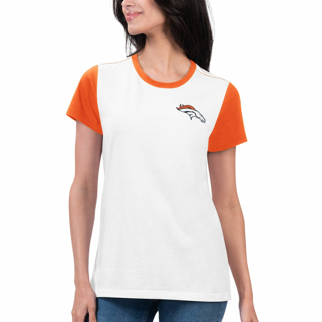 Denver Broncos G-III 4Her by Carl Banks Women's Fashion Illustration T-Shirt - White/Orange cheap