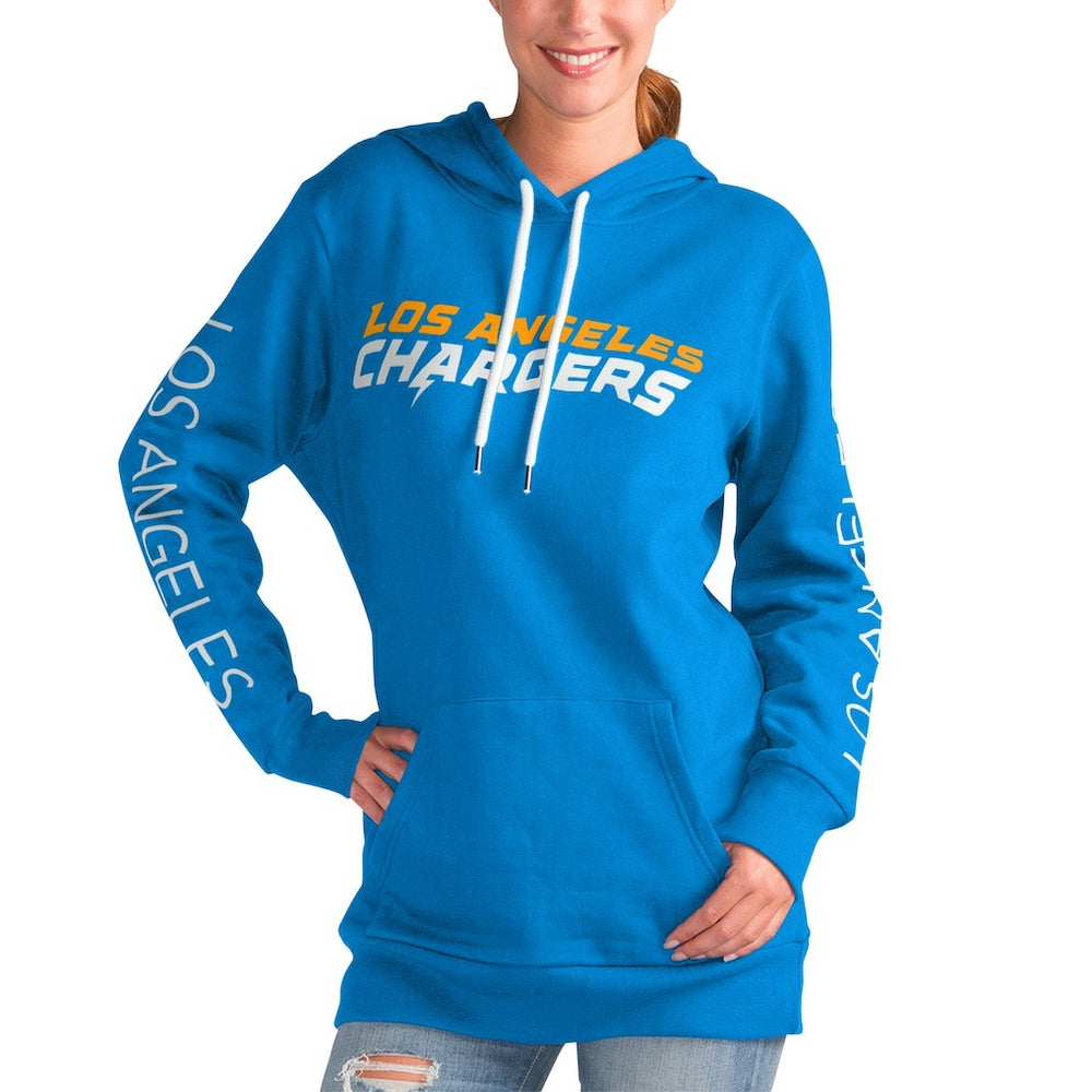 Los Angeles Chargers G-III 4Her by Carl Banks Women's Extra Inning Pullover Hoodie - Powder Blue for sale