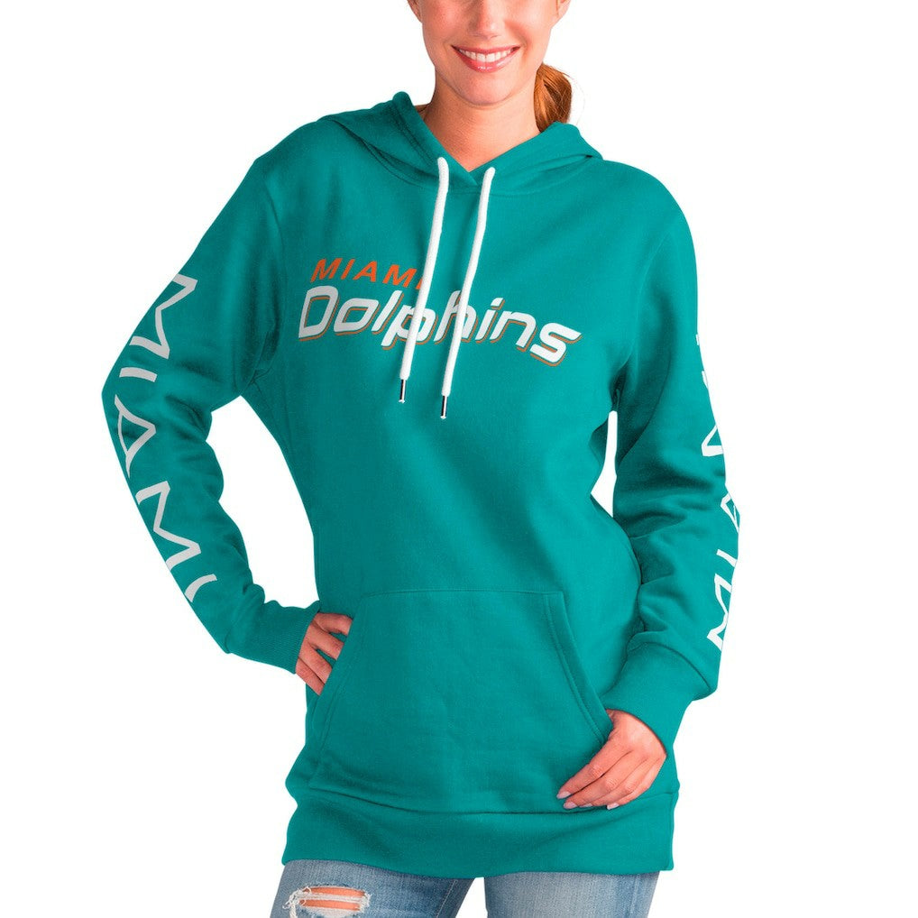 Miami Dolphins G-III 4Her by Carl Banks Women's Extra Inning Pullover Hoodie - Aqua outlet