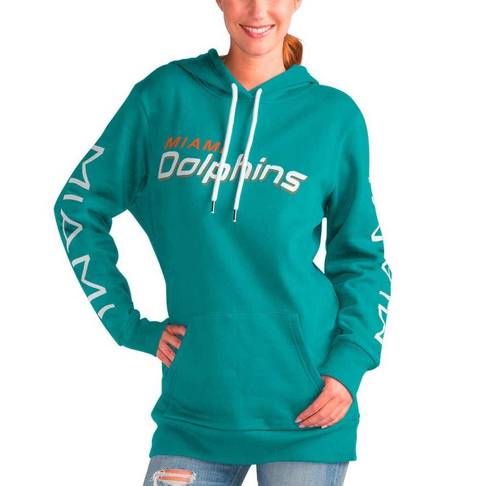 Miami Dolphins G-III 4Her by Carl Banks Women's Extra Inning Pullover Hoodie - Aqua outlet