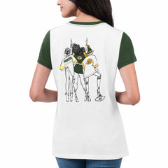 Green Bay Packers G-III 4Her by Carl Banks Women's Fashion Illustration T-Shirt - White/Green for sale