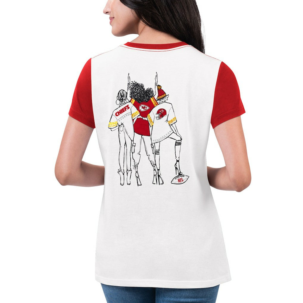 Kansas City Chiefs G-III 4Her by Carl Banks Women's Fashion Illustration T-Shirt - White/Red cheap