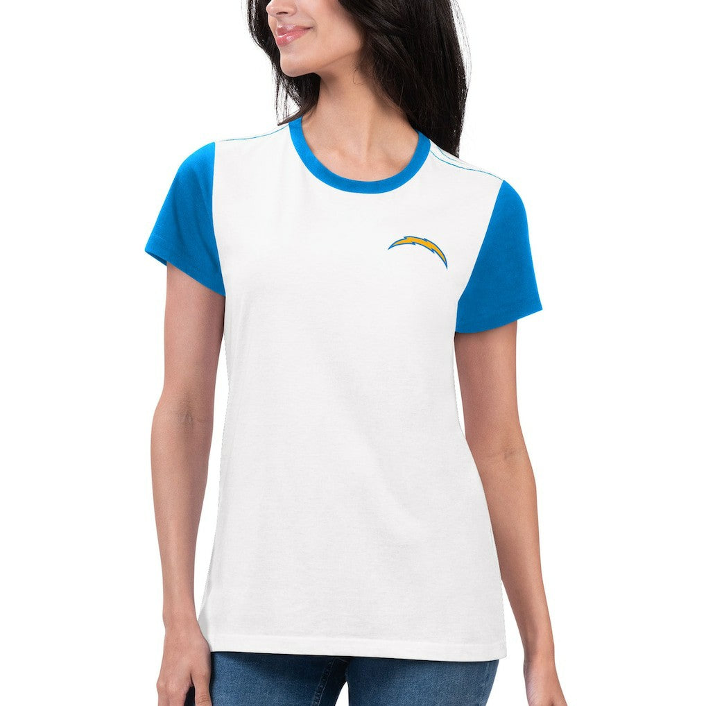 Los Angeles Chargers G-III 4Her by Carl Banks Women's Fashion Illustration T-Shirt - White/Powder Blue sale