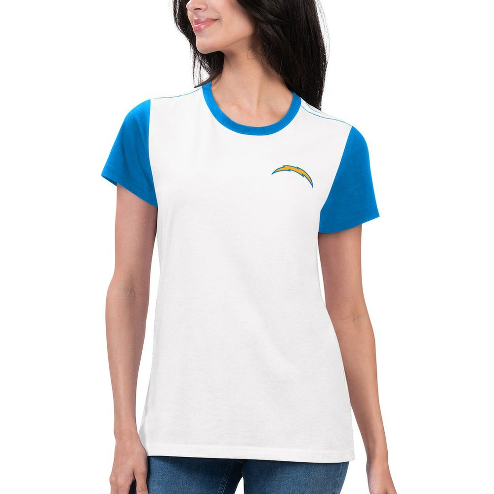 Los Angeles Chargers G-III 4Her by Carl Banks Women's Fashion Illustration T-Shirt - White/Powder Blue sale