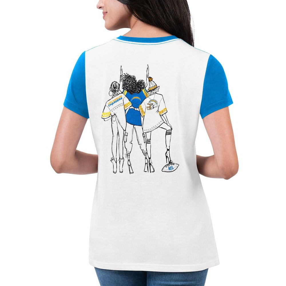 Los Angeles Chargers G-III 4Her by Carl Banks Women's Fashion Illustration T-Shirt - White/Powder Blue sale