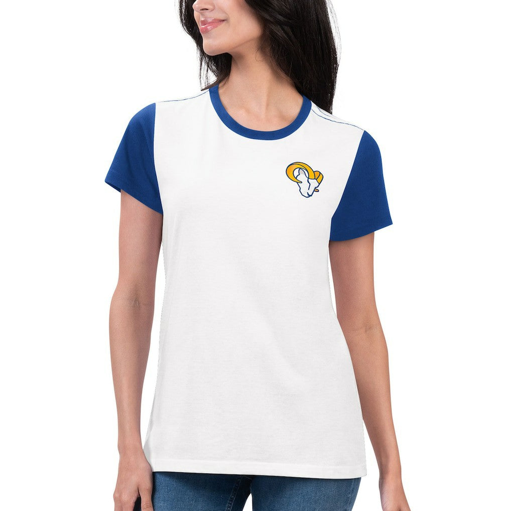 Los Angeles Rams G-III 4Her by Carl Banks Women's Fashion Illustration T-Shirt - White/Royal discount