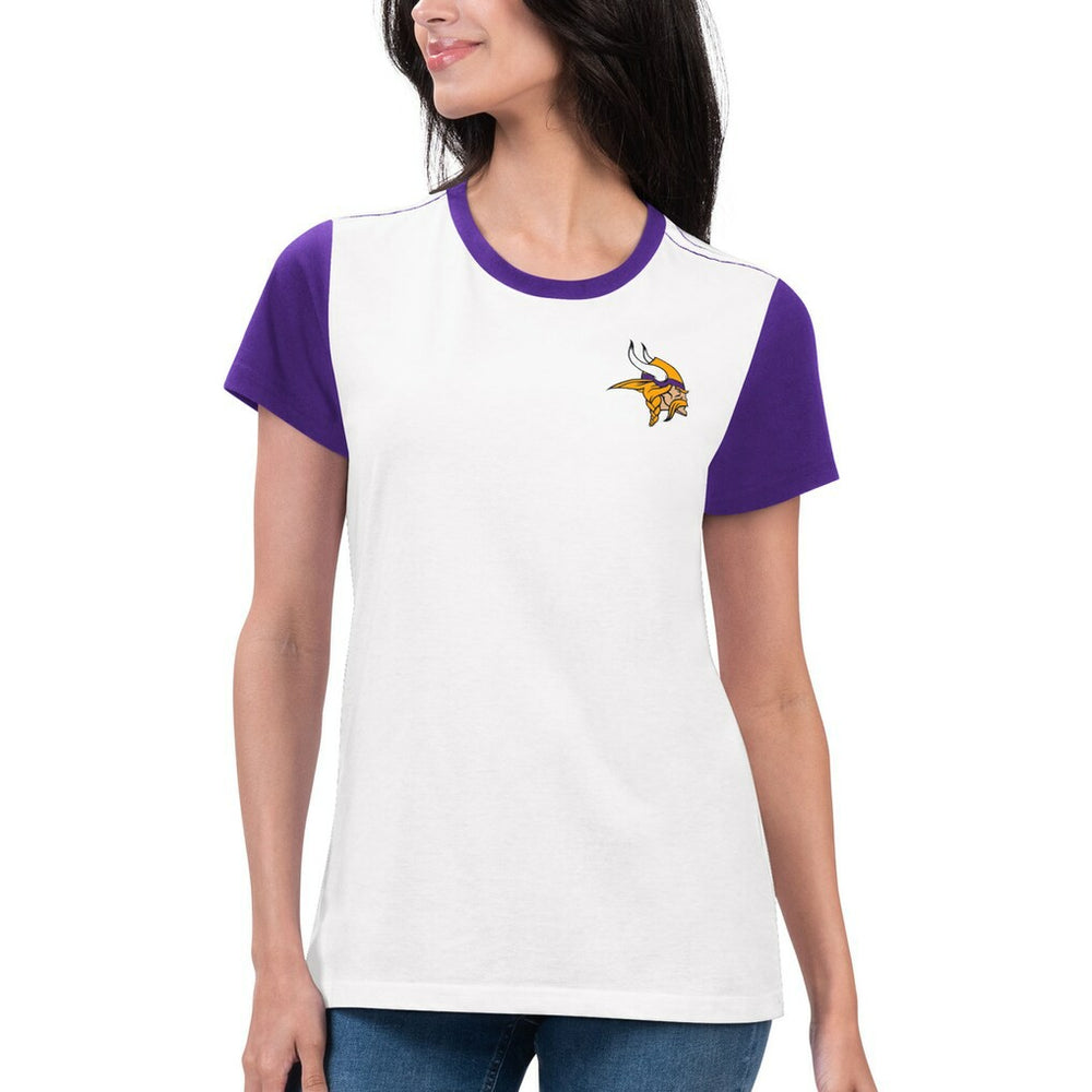 Minnesota Vikings G-III 4Her by Carl Banks Women's Fashion Illustration T-Shirt - White/Purple on sale
