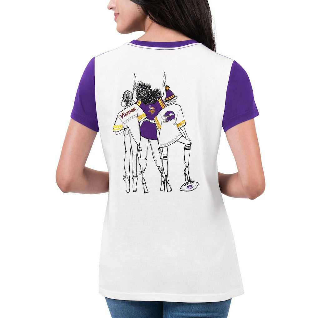 Minnesota Vikings G-III 4Her by Carl Banks Women's Fashion Illustration T-Shirt - White/Purple on sale
