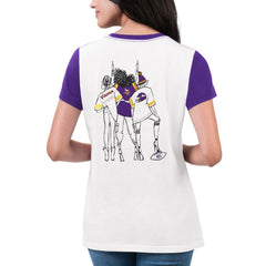 Minnesota Vikings G-III 4Her by Carl Banks Women's Fashion Illustration T-Shirt - White/Purple on sale