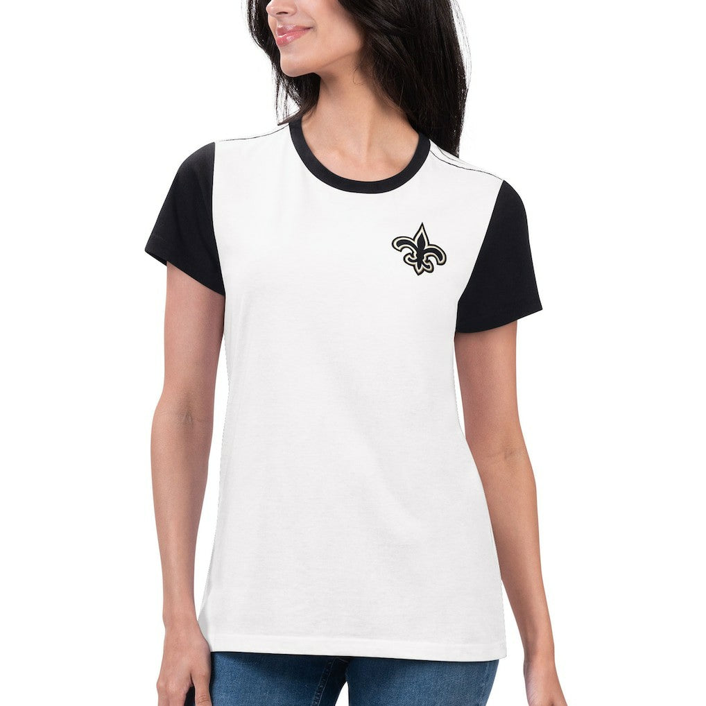 New Orleans Saints G-III 4Her by Carl Banks Women's Fashion Illustration T-Shirt - White/Black online