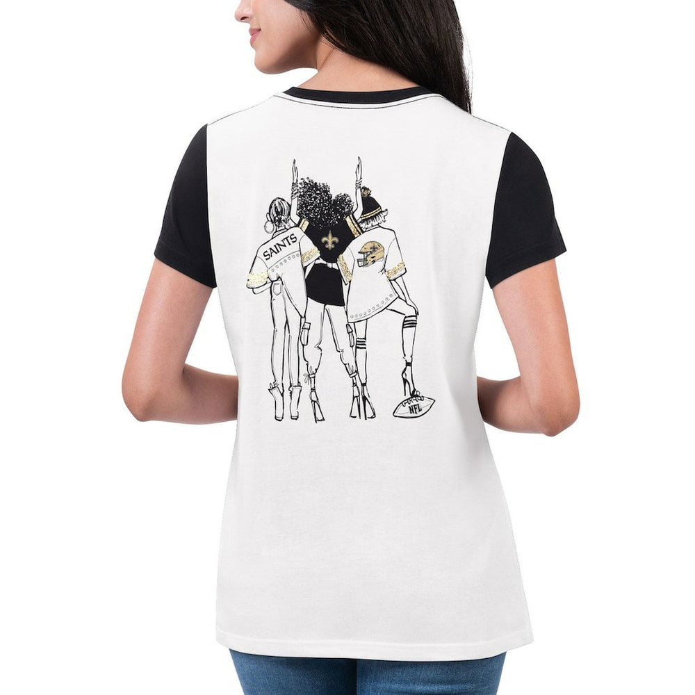 New Orleans Saints G-III 4Her by Carl Banks Women's Fashion Illustration T-Shirt - White/Black online
