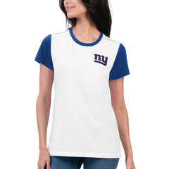 New York Giants G-III 4Her by Carl Banks Women's Fashion Illustration T-Shirt - White/Royal for sale