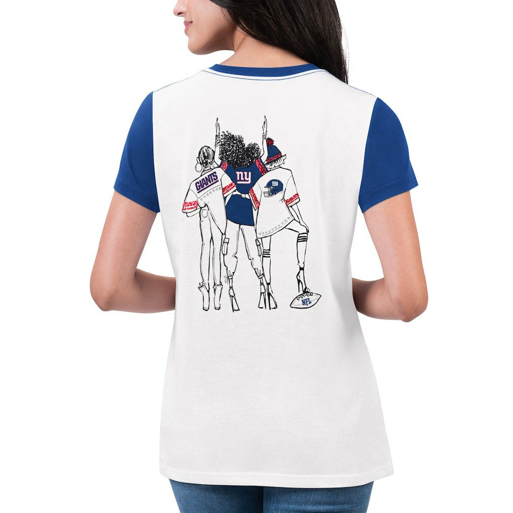 New York Giants G-III 4Her by Carl Banks Women's Fashion Illustration T-Shirt - White/Royal for sale