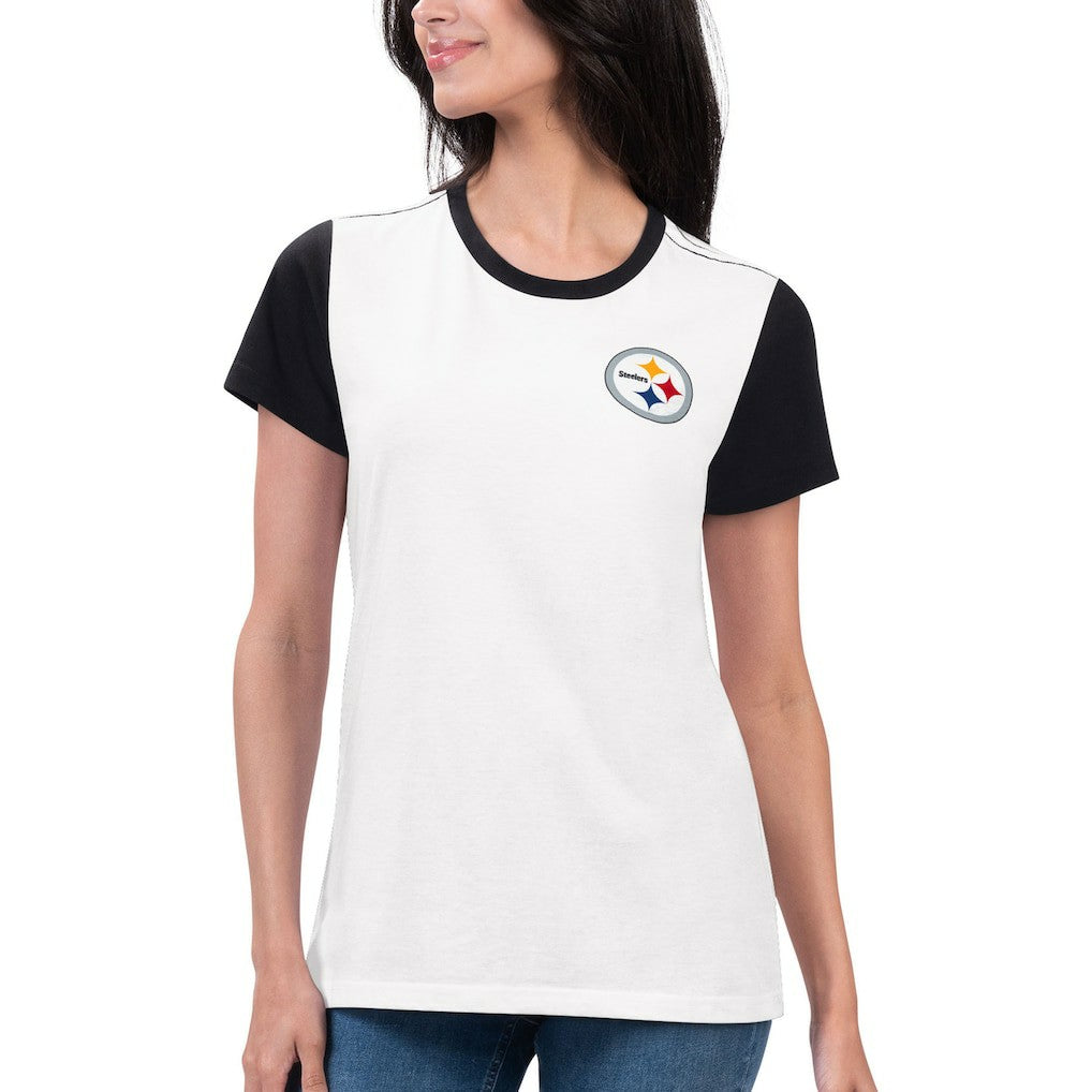 Pittsburgh Steelers G-III 4Her by Carl Banks Women's Fashion Illustration T-Shirt - White/Black sale