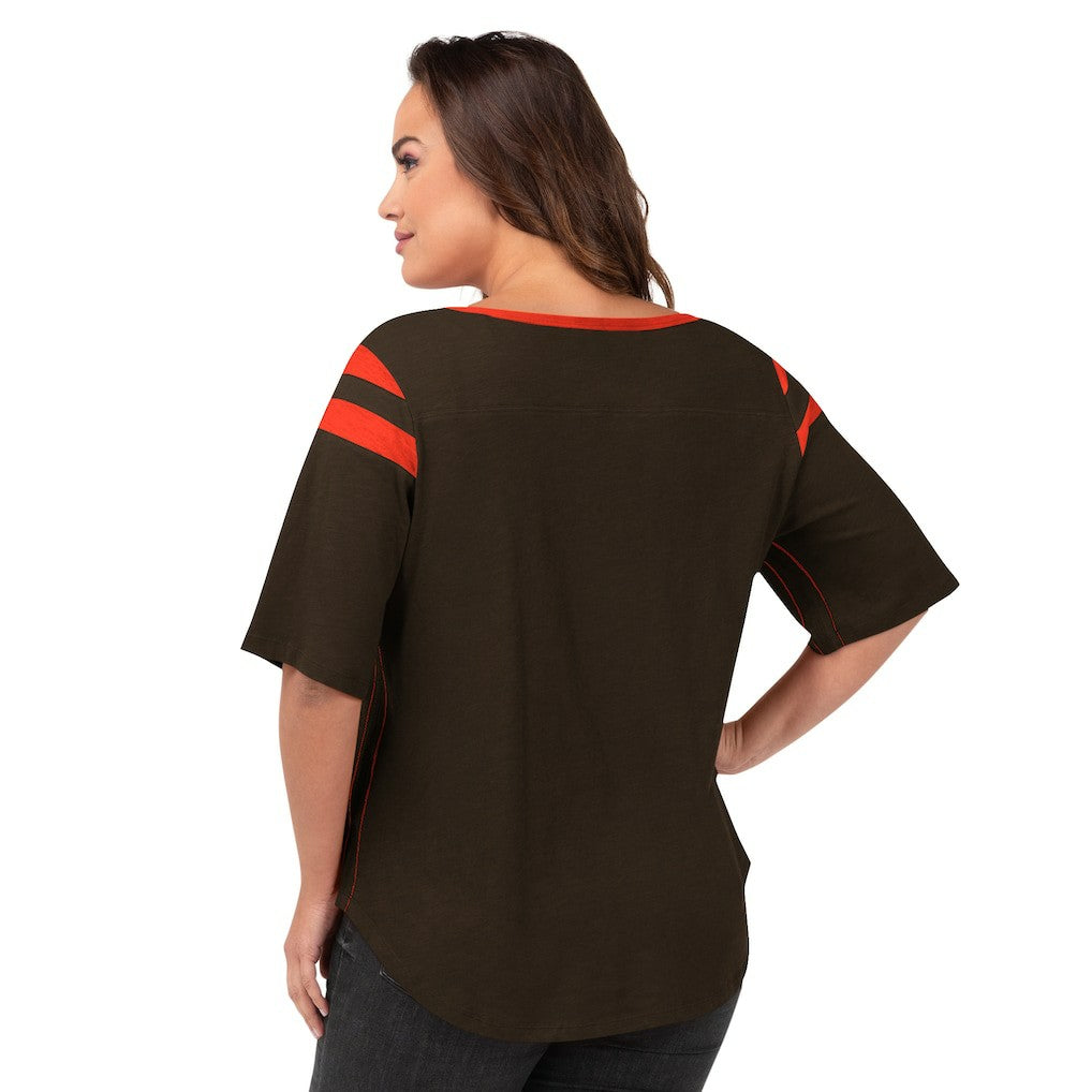 Cleveland Browns G-III 4Her by Carl Banks Women's Plus Size Linebacker T-Shirt - Brown discount