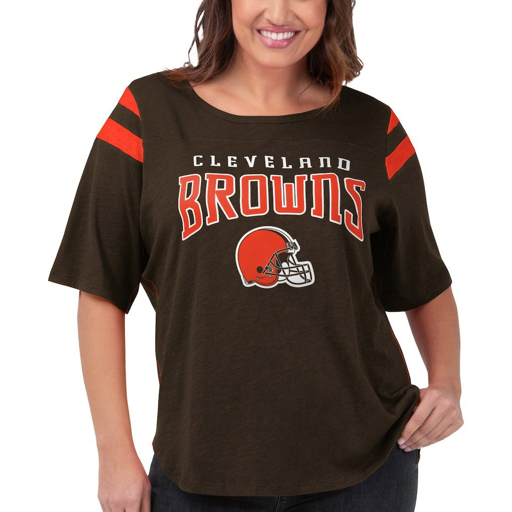 Cleveland Browns G-III 4Her by Carl Banks Women's Plus Size Linebacker T-Shirt - Brown discount