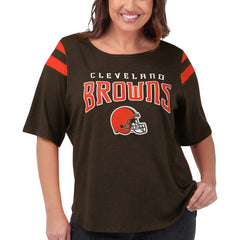 Cleveland Browns G-III 4Her by Carl Banks Women's Plus Size Linebacker T-Shirt - Brown discount