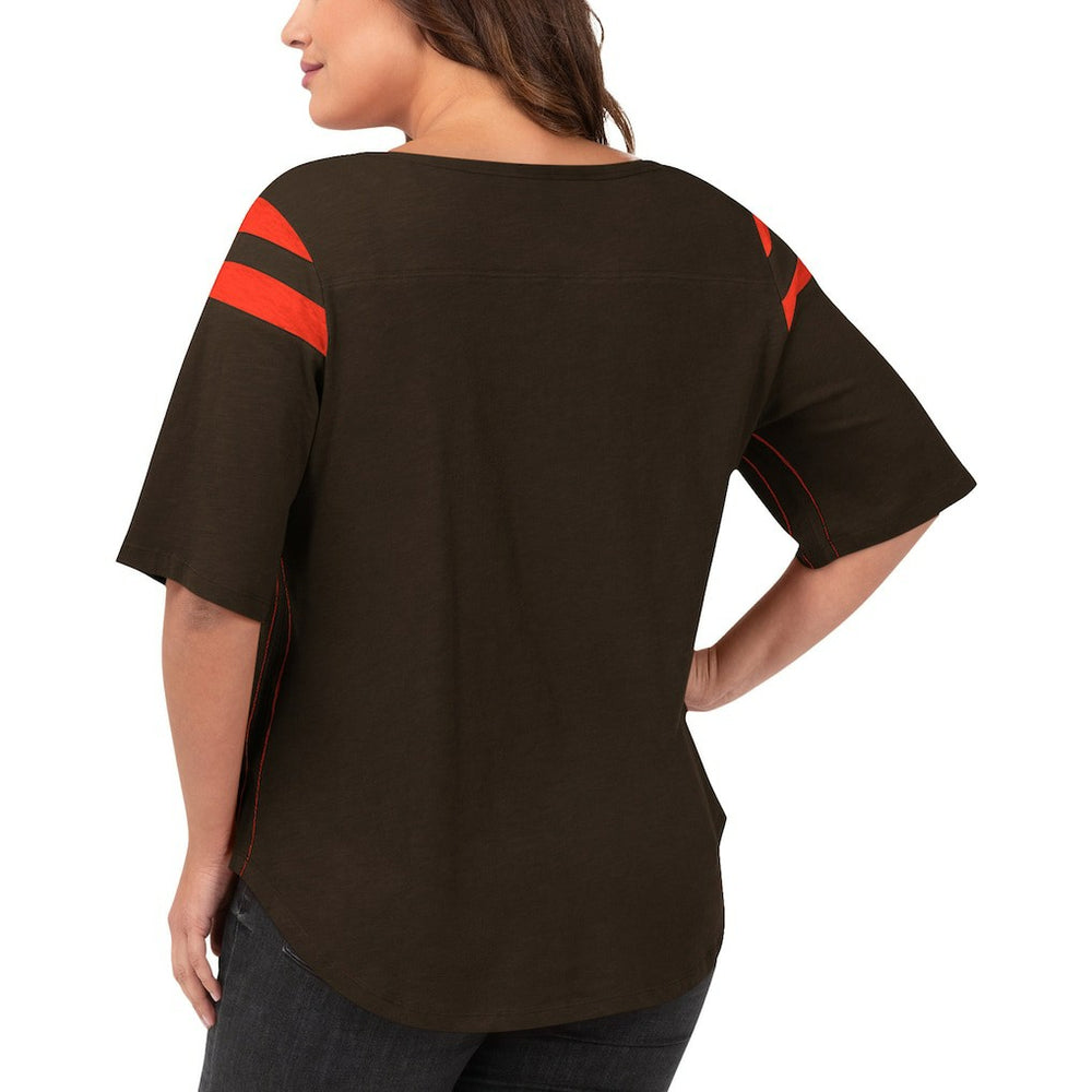 Cleveland Browns G-III 4Her by Carl Banks Women's Plus Size Linebacker T-Shirt - Brown discount