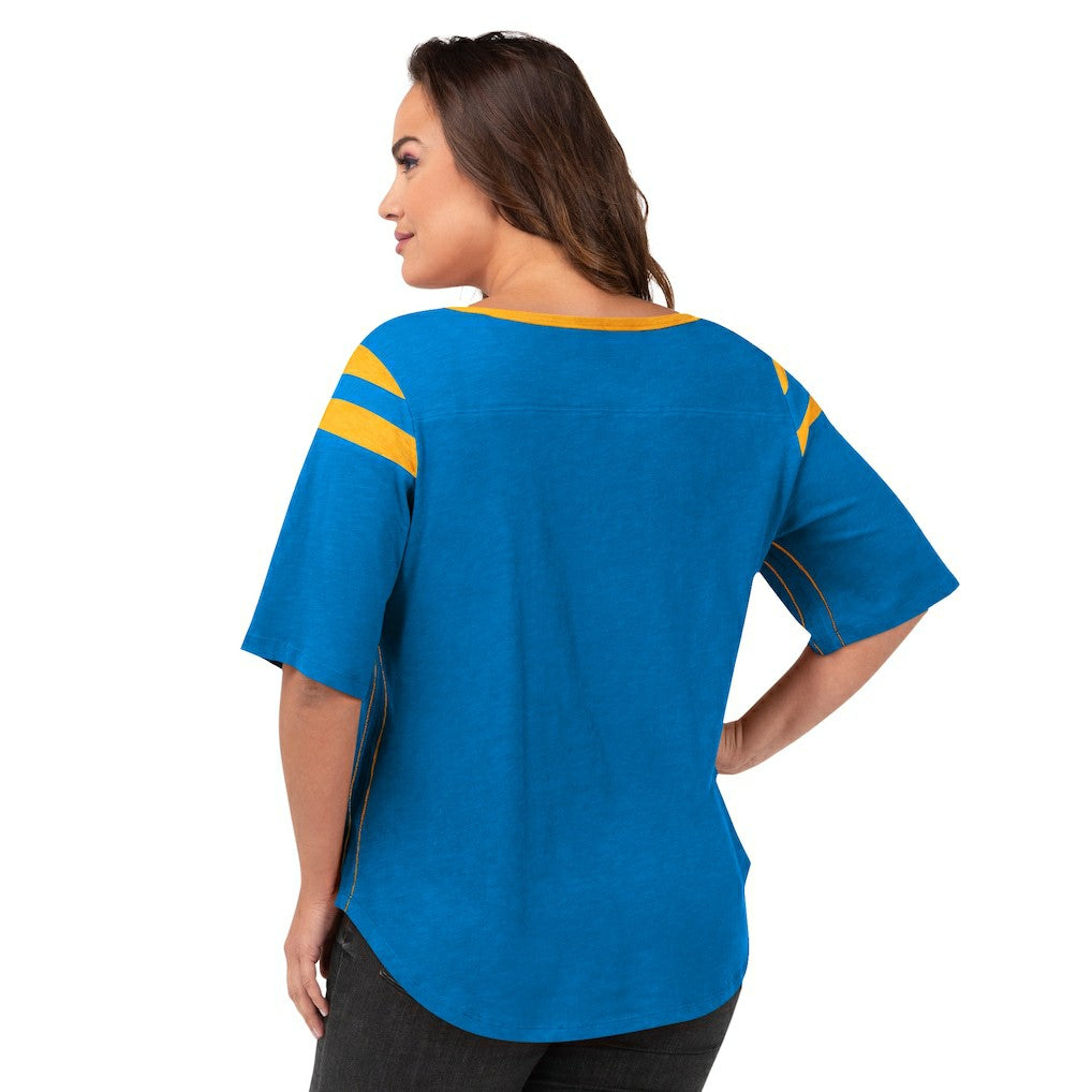 Los Angeles Chargers G-III 4Her by Carl Banks Women's Plus Size Linebacker T-Shirt - Light Blue outlet