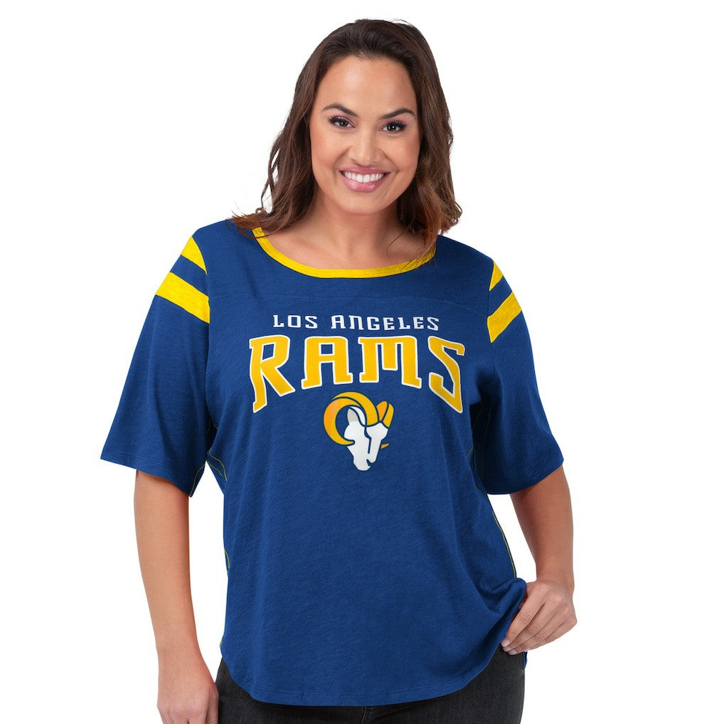 Los Angeles Rams G-III 4Her by Carl Banks Women's Plus Size Linebacker T-Shirt - Royal for sale