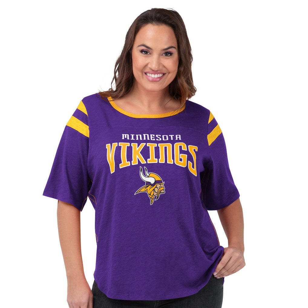 Minnesota Vikings G-III 4Her by Carl Banks Women's Plus Size Linebacker T-Shirt - Purple cheap