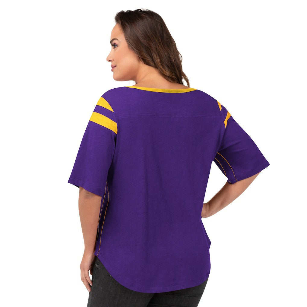 Minnesota Vikings G-III 4Her by Carl Banks Women's Plus Size Linebacker T-Shirt - Purple cheap