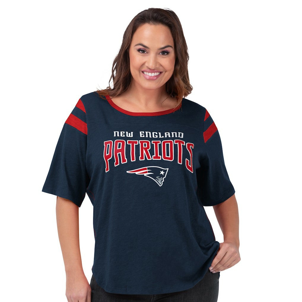 New England Patriots G-III 4Her by Carl Banks Women's Plus Size Linebacker T-Shirt - Navy sale