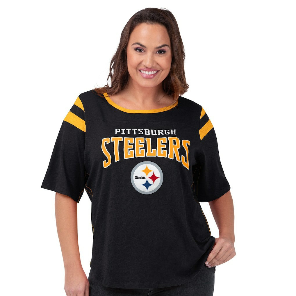 Pittsburgh Steelers G-III 4Her by Carl Banks Women's Plus Size Linebacker T-Shirt - Black for sale